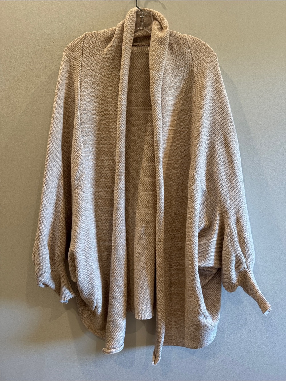 Wishlist Beige Open-Front Draped Cardigan
